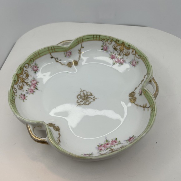 Nippon Other - Antique Nippon Cottagcore Hand Painted Porcelain Candy Dish Floral Gold Moriage